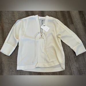 IRO Alis Tie Front V-Neck Blouse, Size 34 (S), NWT, MSRP: $268, Cream/Ivory